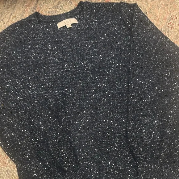 LOFT Shimmer Sweater Navy Size Large - Picture 5 of 5